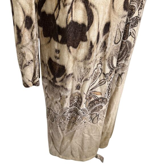 Chicos Womens Neutral Paisley Andrea Long Cardigan Sweater Brown Beige Open 1 M - Picture 2 of 16